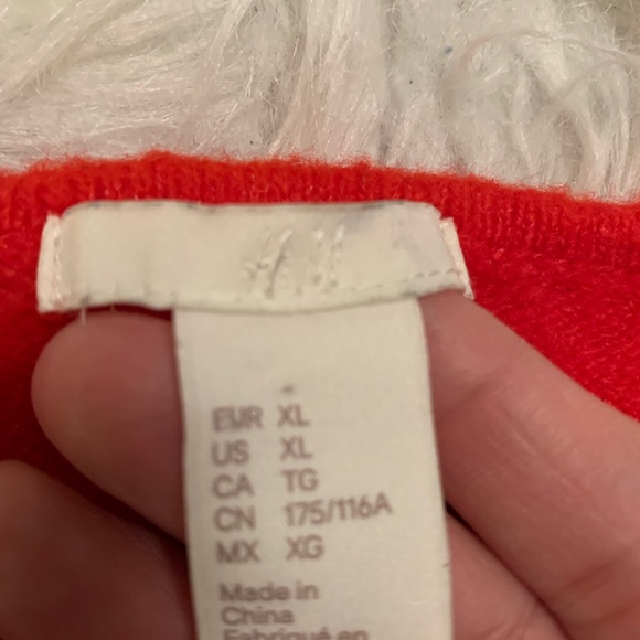Womens H &M fine knit bright orange v neck Sweater XL - Picture 5 of 9